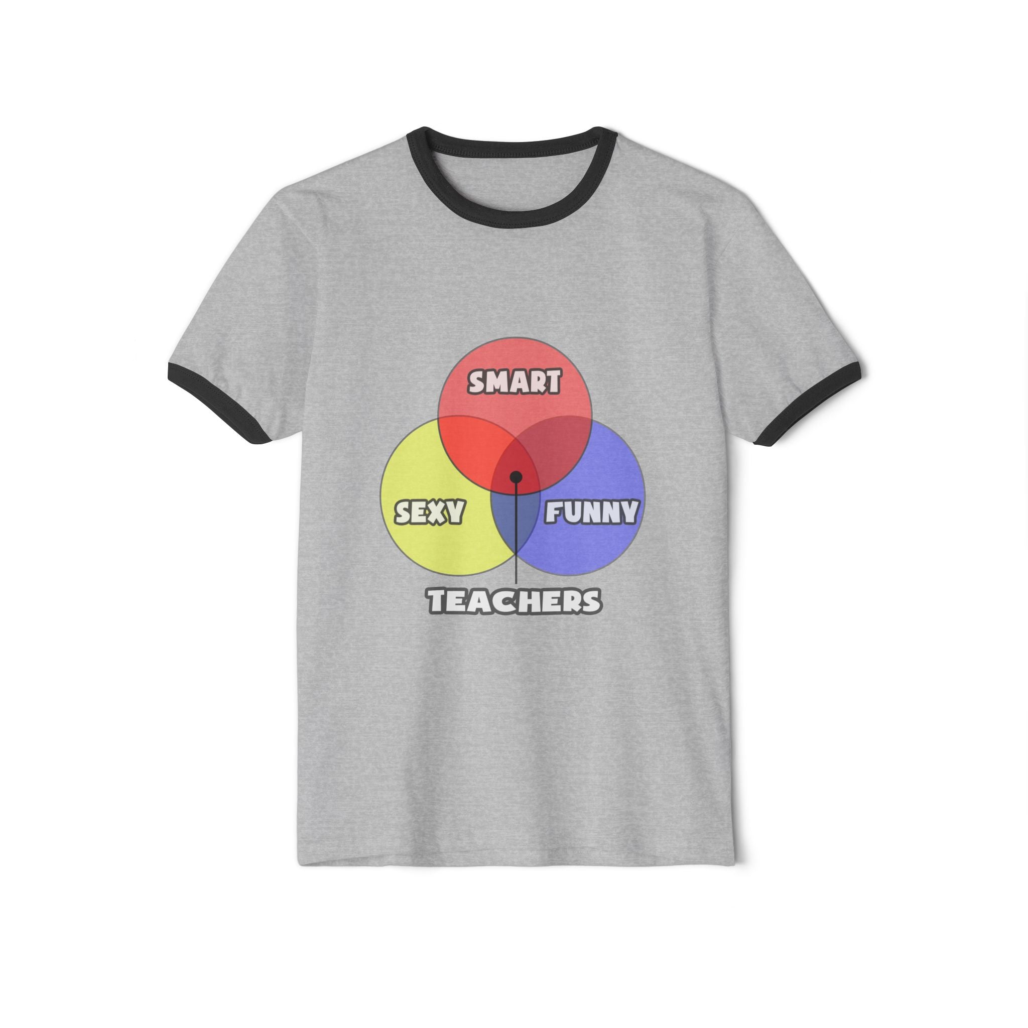 Venn Diagram .. Teachers - Unisex Cotton Ringer T-Shirt