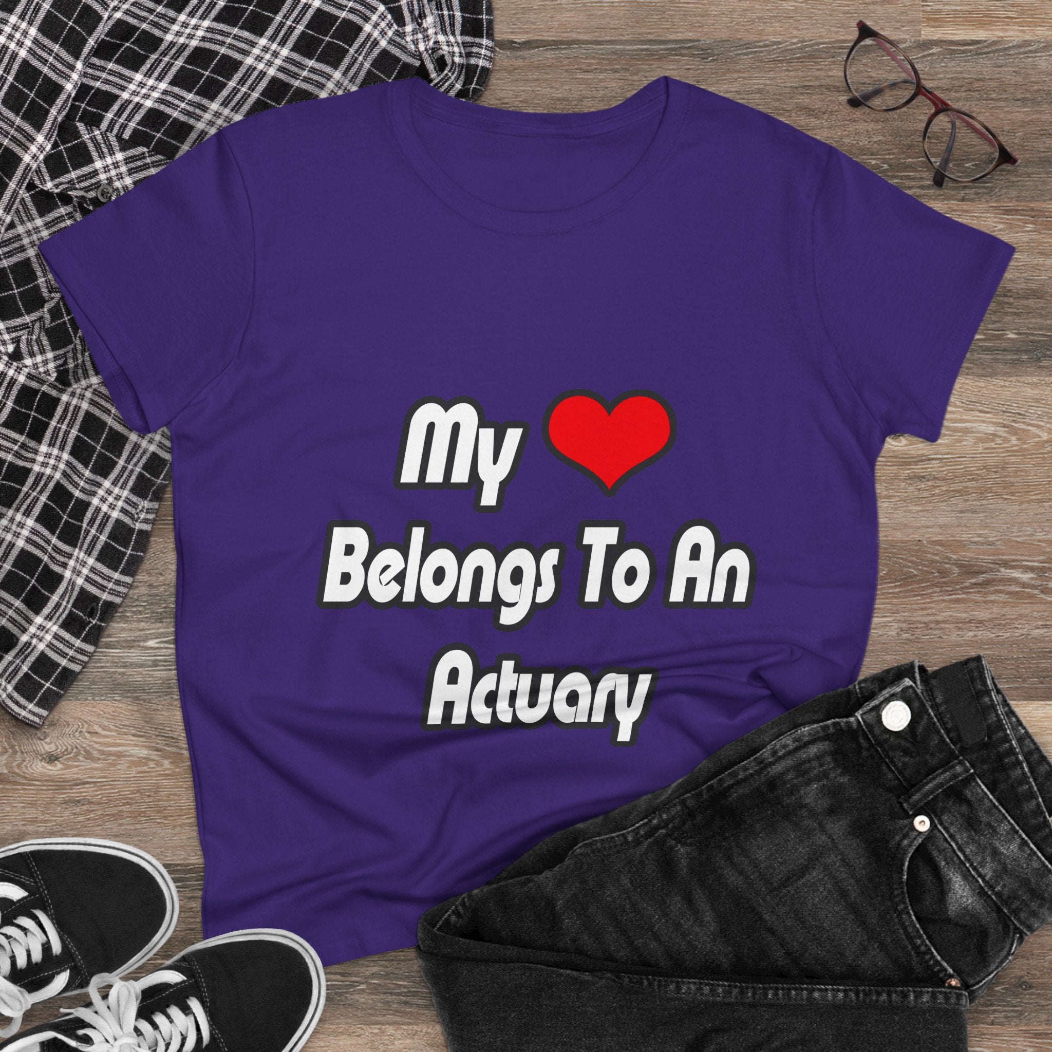 My Heart Belongs To An Actuary - Women's Midweight Cotton Tee