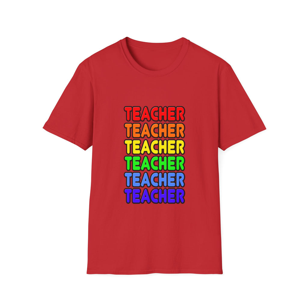Rainbow Teacher - Unisex Softstyle T-Shirt