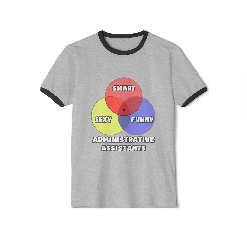 Venn Diagram .. Administrative Assistants - Unisex Cotton Ringer T-Shirt