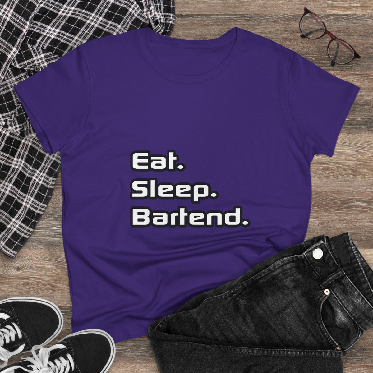 Eat. Sleep. Bartend - Women's Midweight Cotton Tee