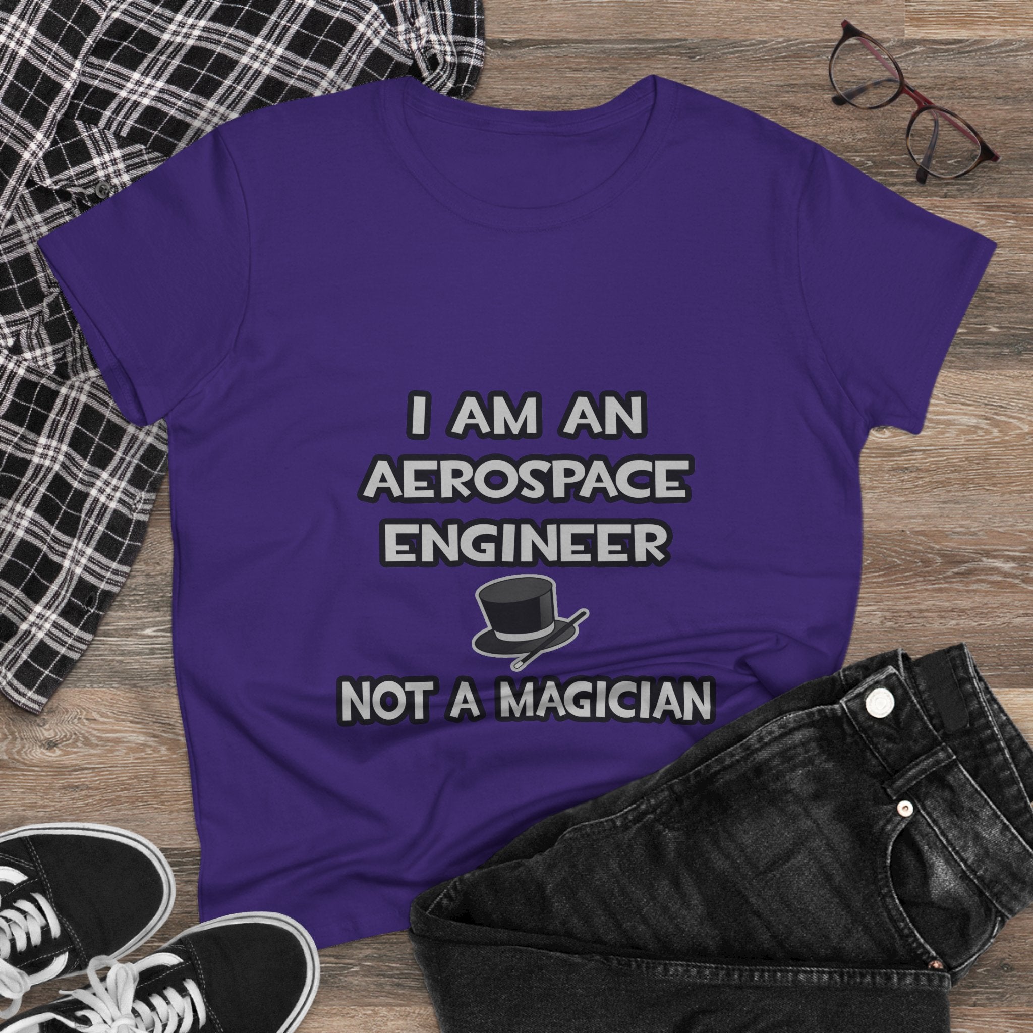 Aerospace Engineer ... Not A Magician - Women's Midweight Cotton Tee