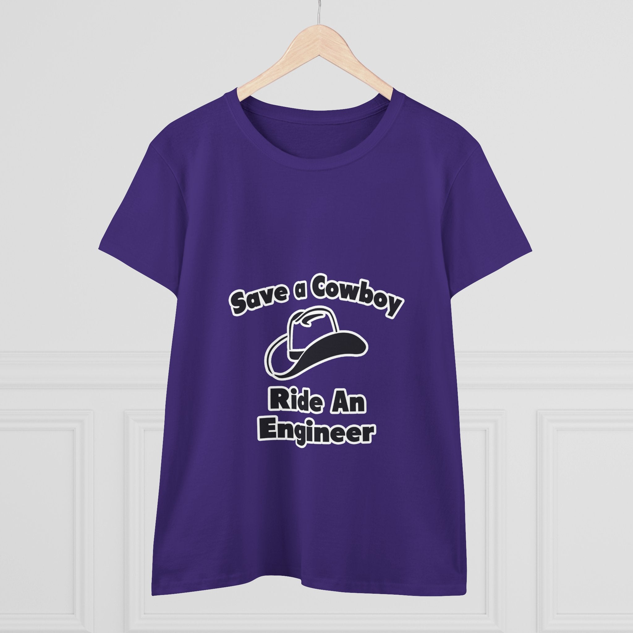 Save a Cowboy .. Ride an Engineer - Women's Midweight Cotton Tee