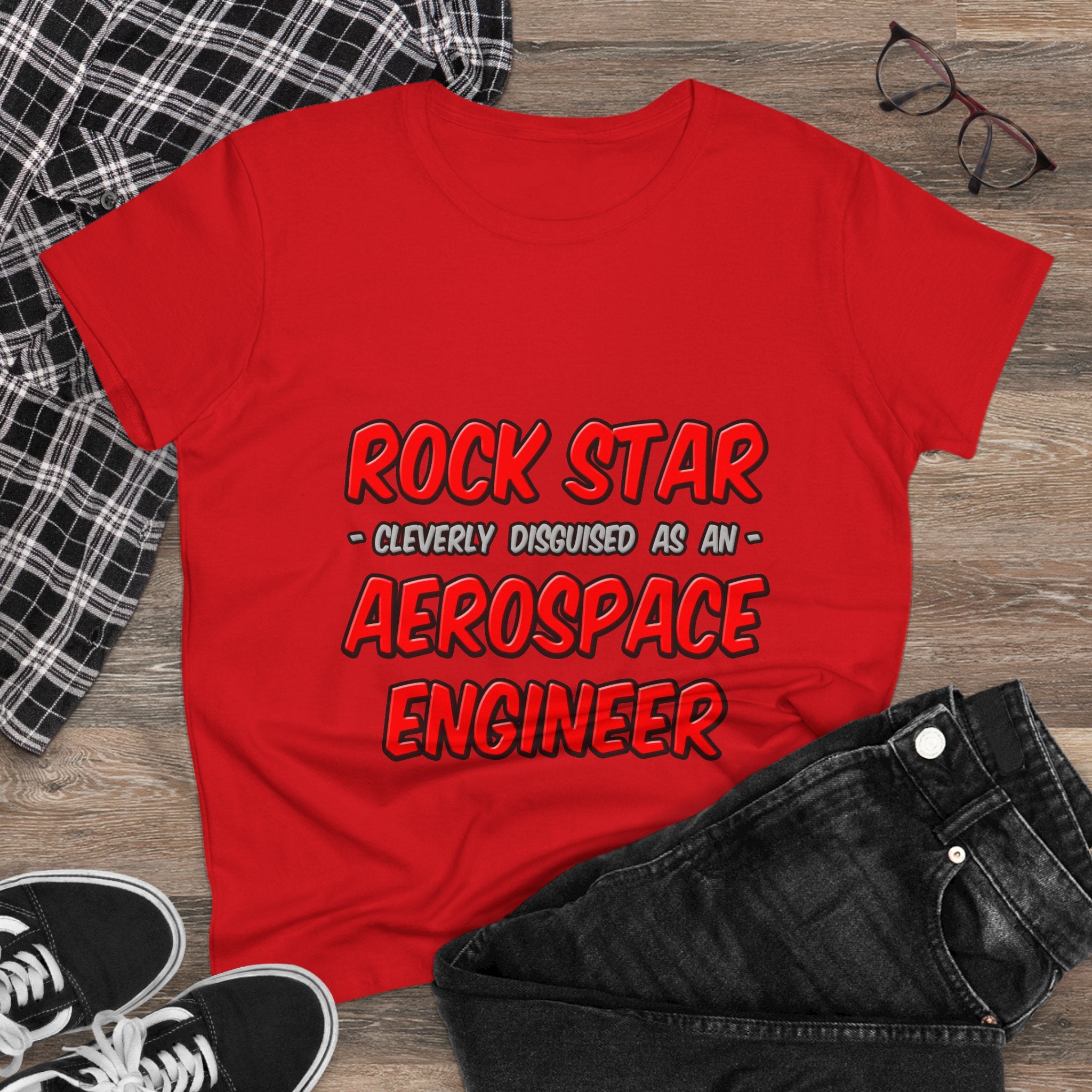 Rock Star...Aerospace Engineer - Women's Midweight Cotton Tee