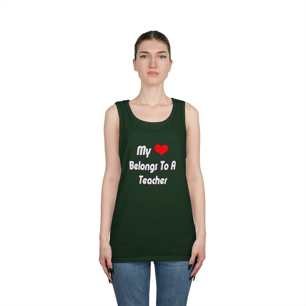 My Heart Belongs To A Teacher - Unisex Heavy Cotton Tank Top