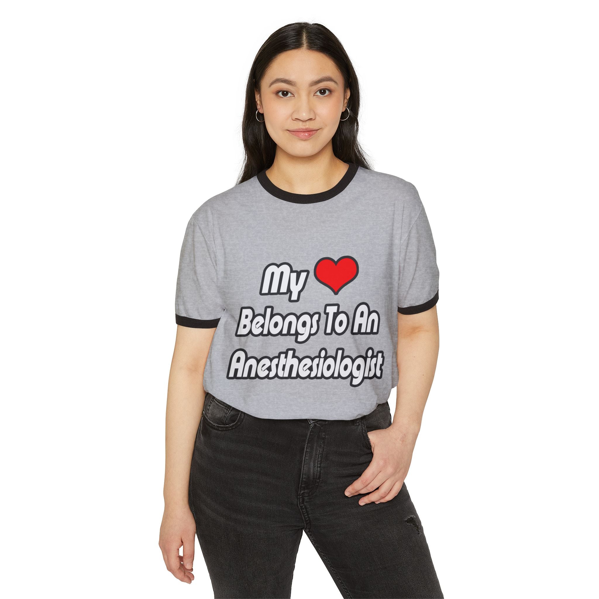 My Heart Belongs To An Anesthesiologist - Unisex Cotton Ringer T-Shirt