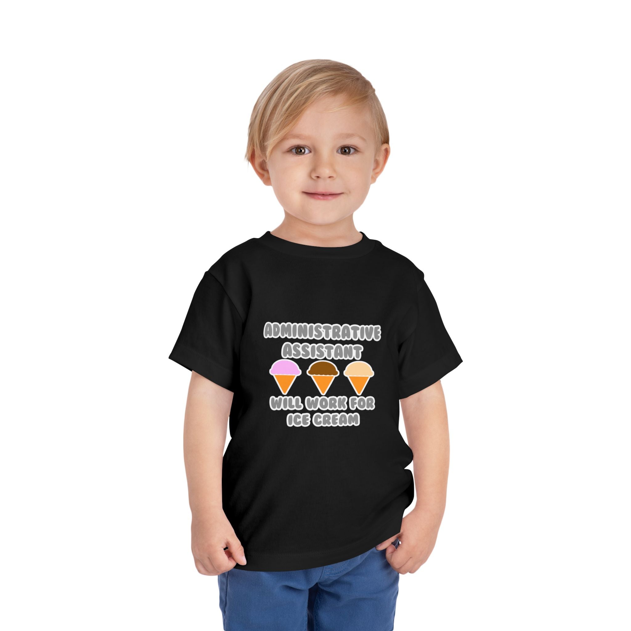 Administrative Asst ... Will Work For Ice Cream - Toddler Short Sleeve Tee