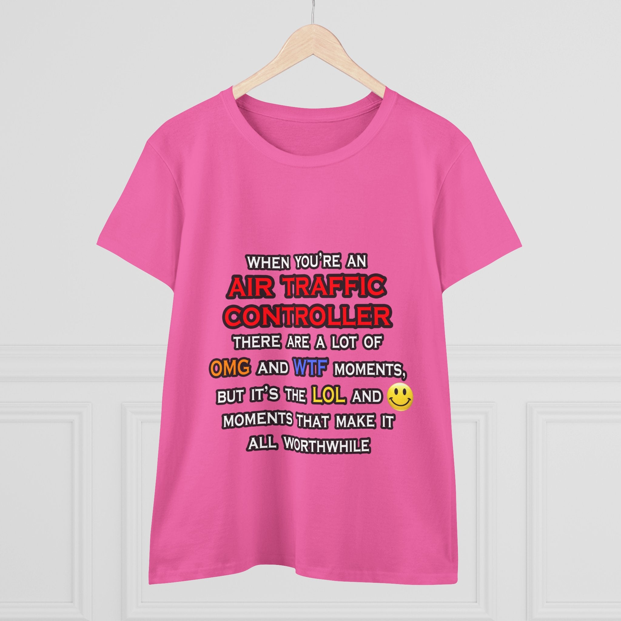 Funny Air Traffic Controller ... OMG WTF LOL - Women's Midweight Cotton Tee