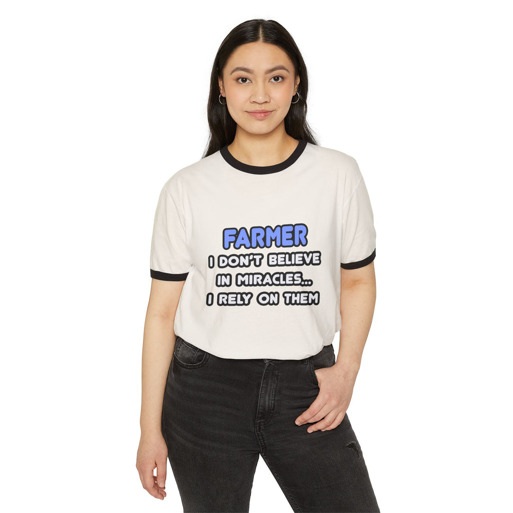Miracles and Farmers - Unisex Cotton Ringer T-Shirt
