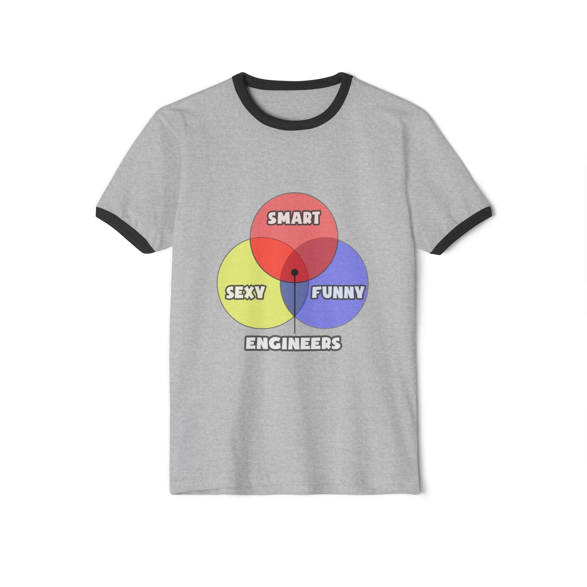 Venn Diagram .. Engineers - Unisex Cotton Ringer T-Shirt