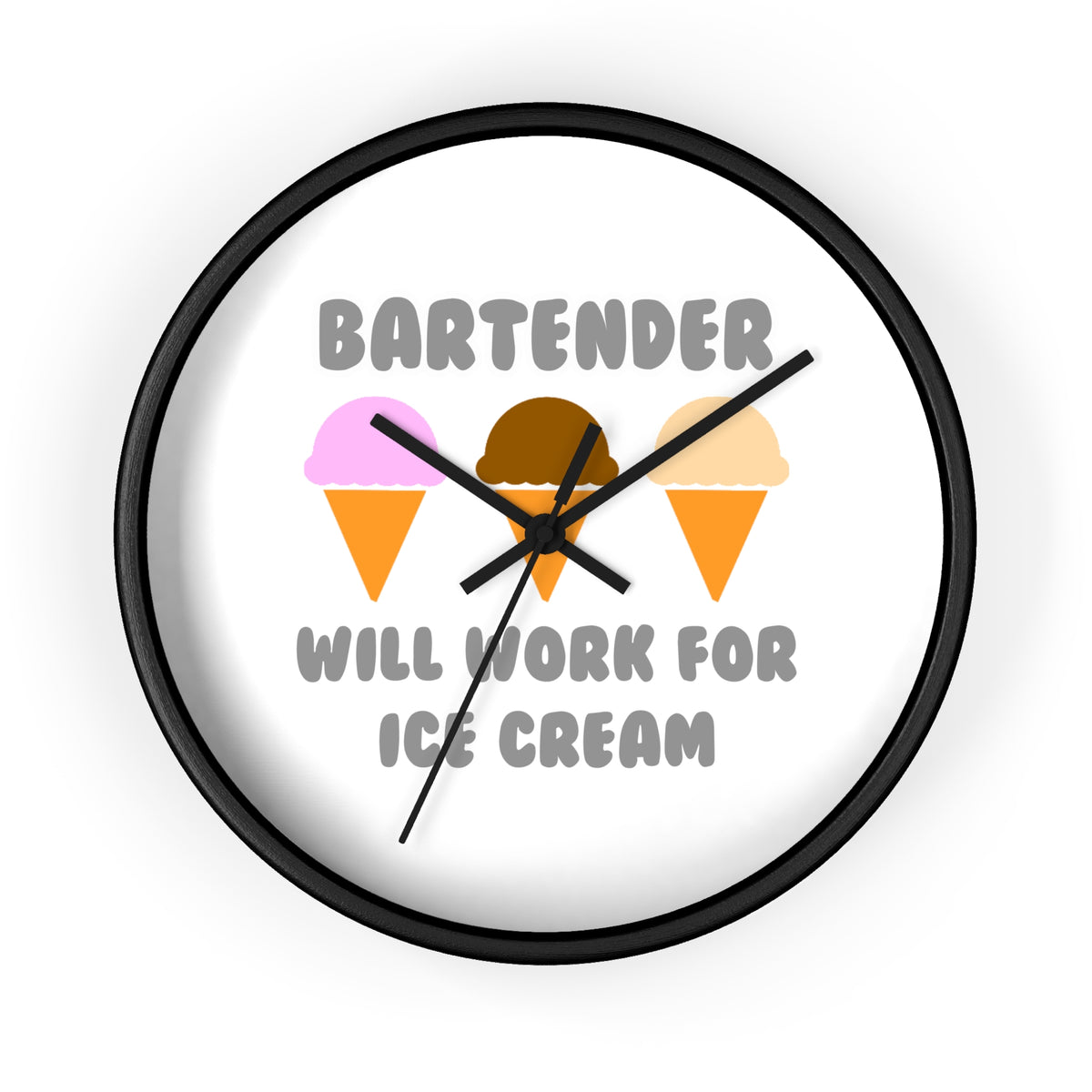 Bartender ... Will Work For Ice Cream - Wall Clock