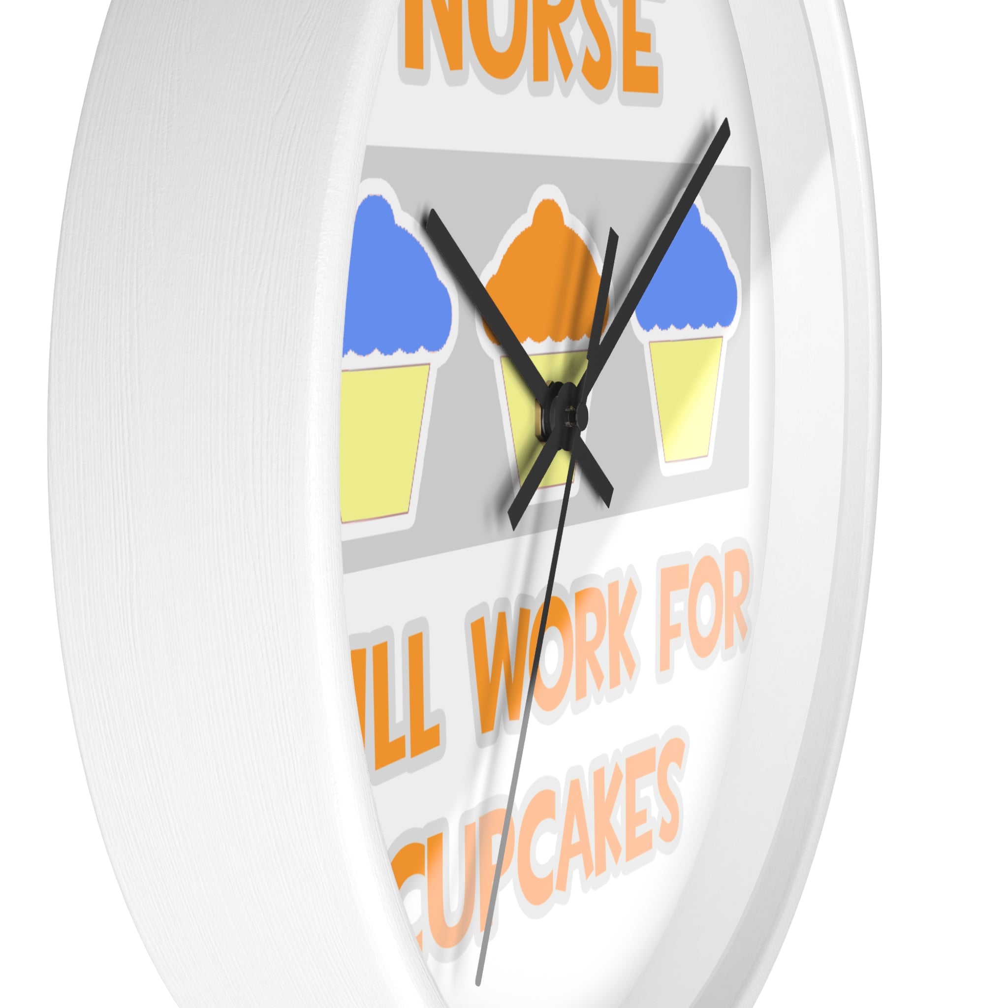 Nurse ... Will Work For Cupcakes - Wall Clock