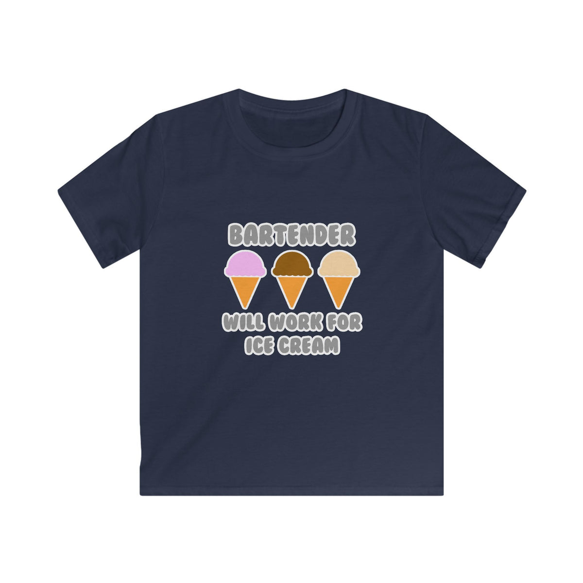 Bartender ... Will Work For Ice Cream - Kids Softstyle Tee