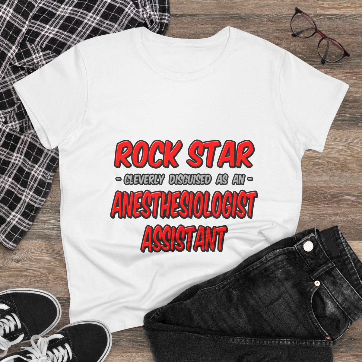 Rock Star .. Anesthesiologist Assistant - Women's Midweight Cotton Tee
