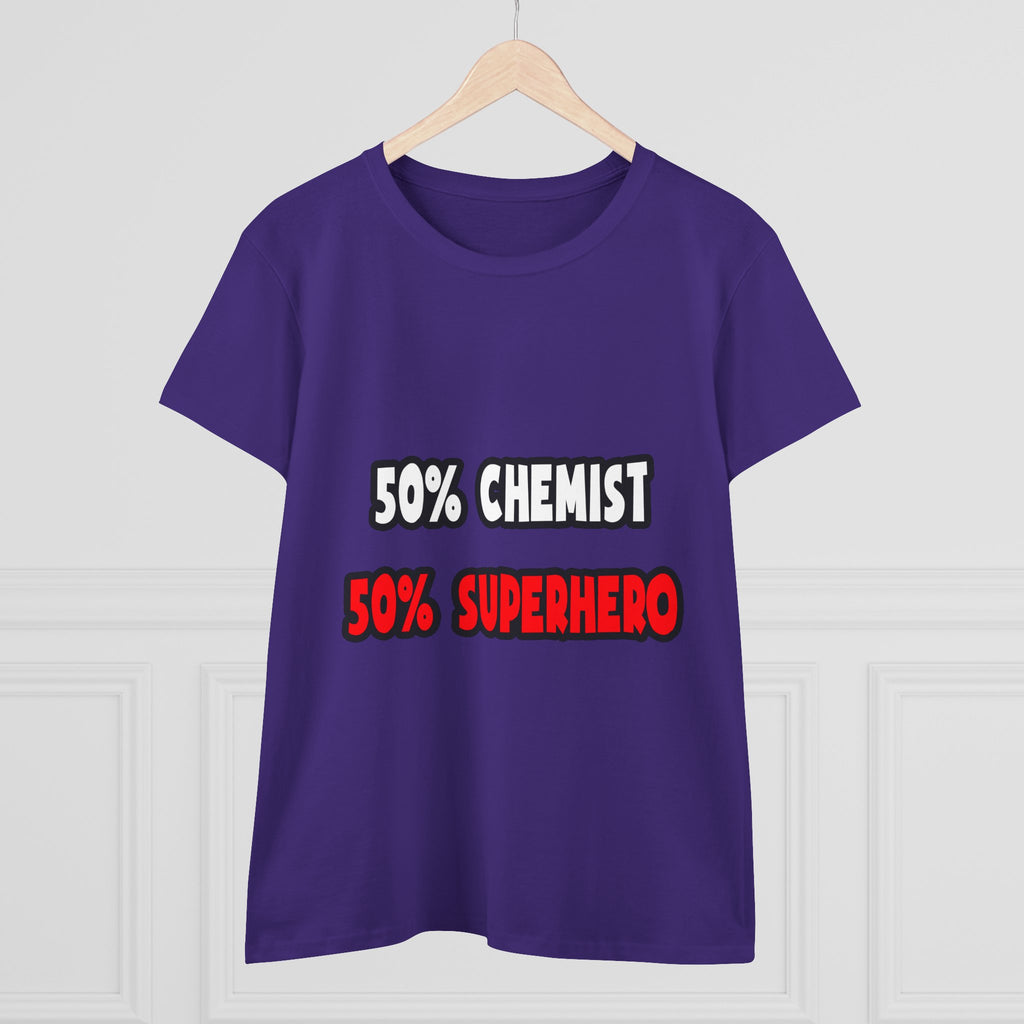 Half Chemist ... Half Superhero - Women's Midweight Cotton Tee