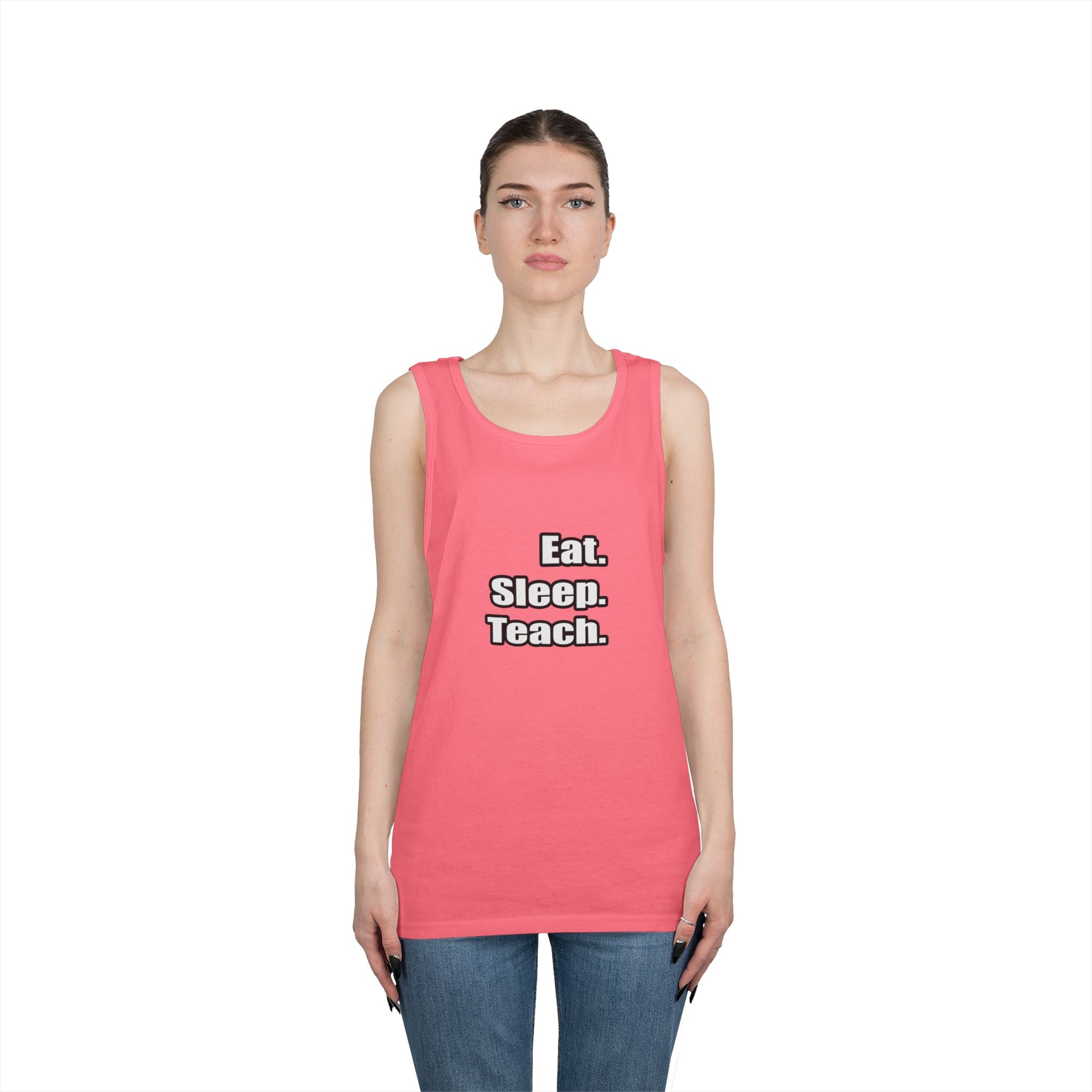 eat sleep teach - Unisex Heavy Cotton Tank Top