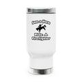 Save a Horse .. Ride a Firefighter - Stainless Steel Travel Mug with Handle, 14oz