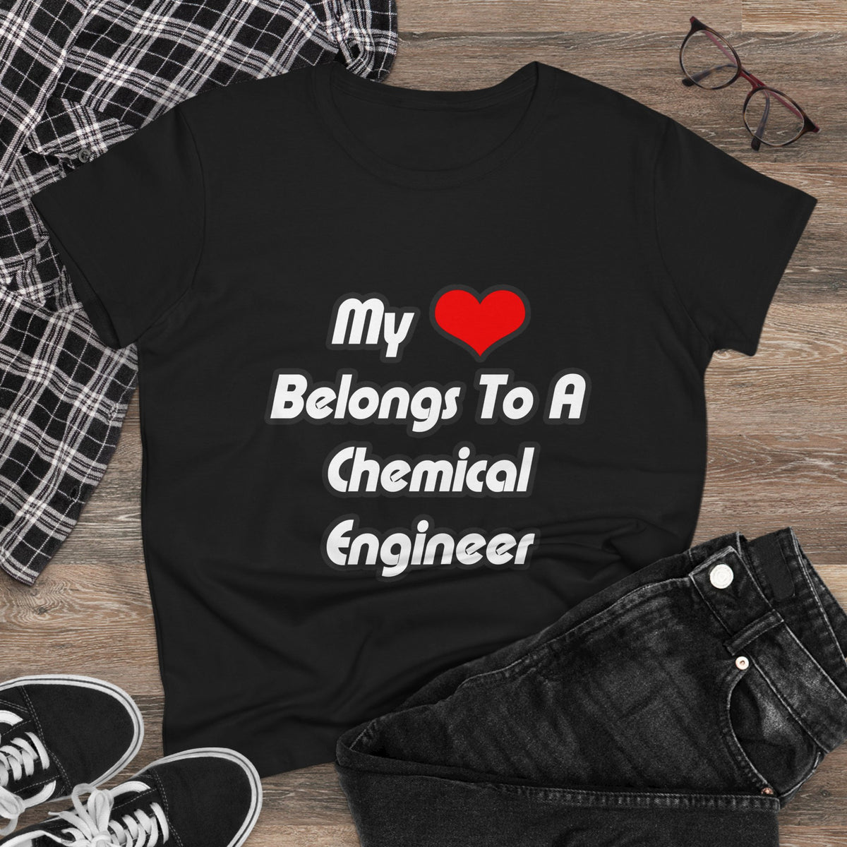 My Heart Belongs To A Chemical Engineer - Women's Midweight Cotton Tee