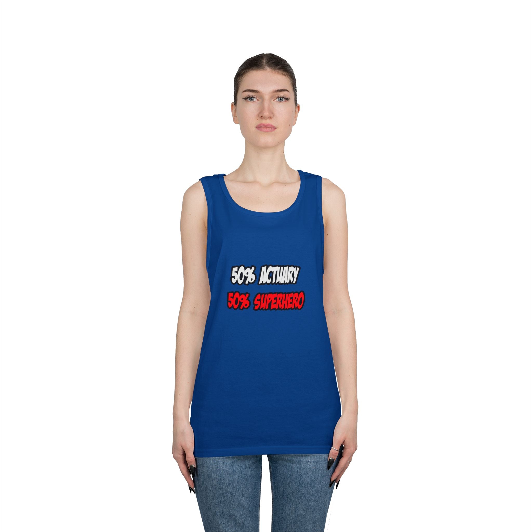 Half Actuary...Half Superhero - Unisex Heavy Cotton Tank Top
