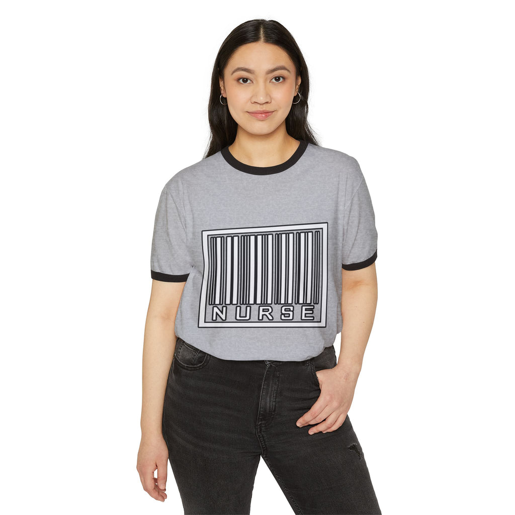 Barcode Nurse - Unisex Cotton Ringer T-Shirt