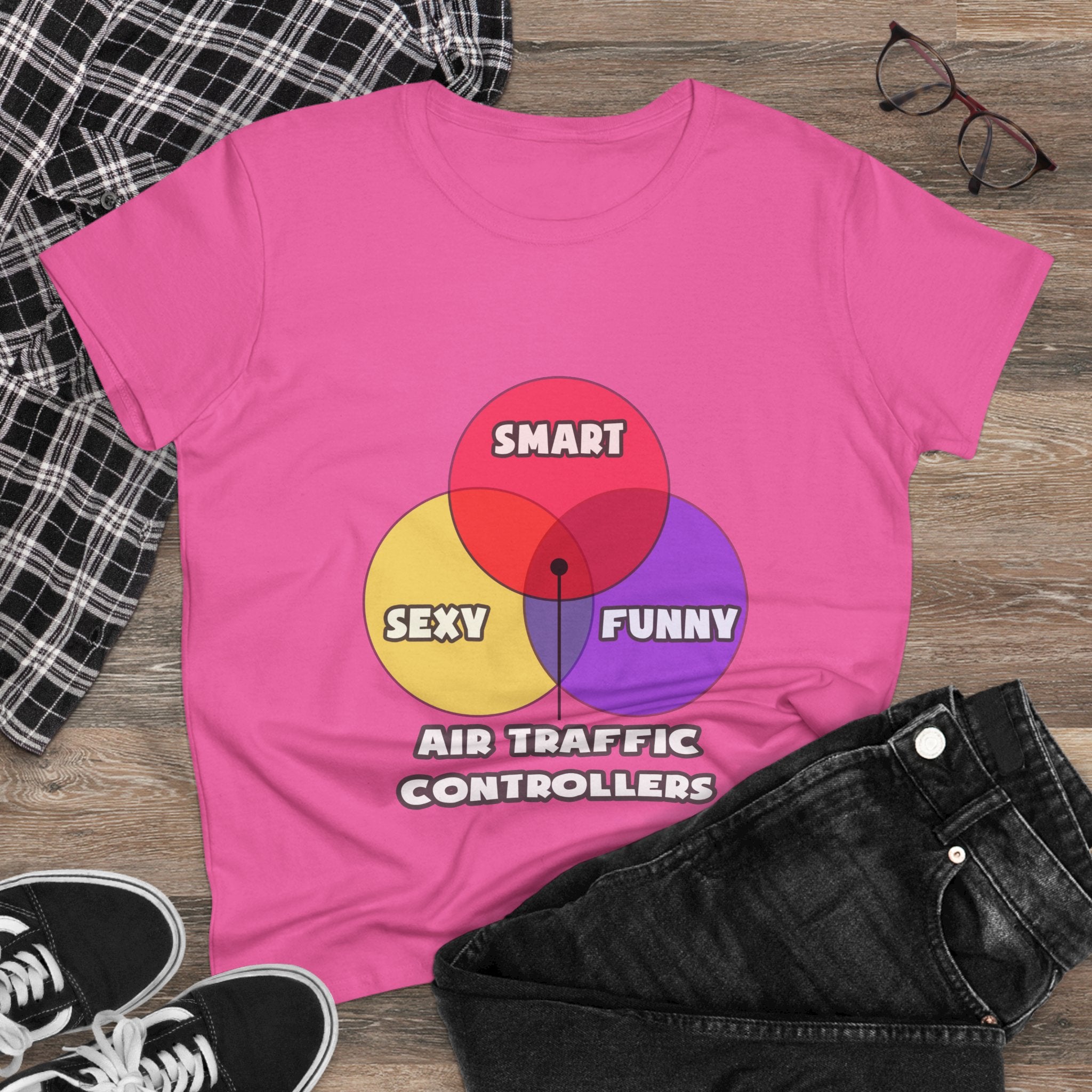 Venn Diagram .. Air Traffic Controllers - Women's Midweight Cotton Tee