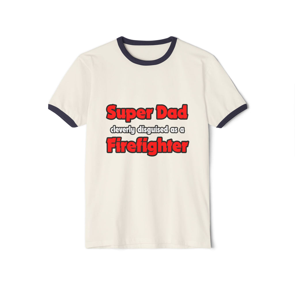 Super Dad ... Firefighter - Unisex Cotton Ringer T-Shirt