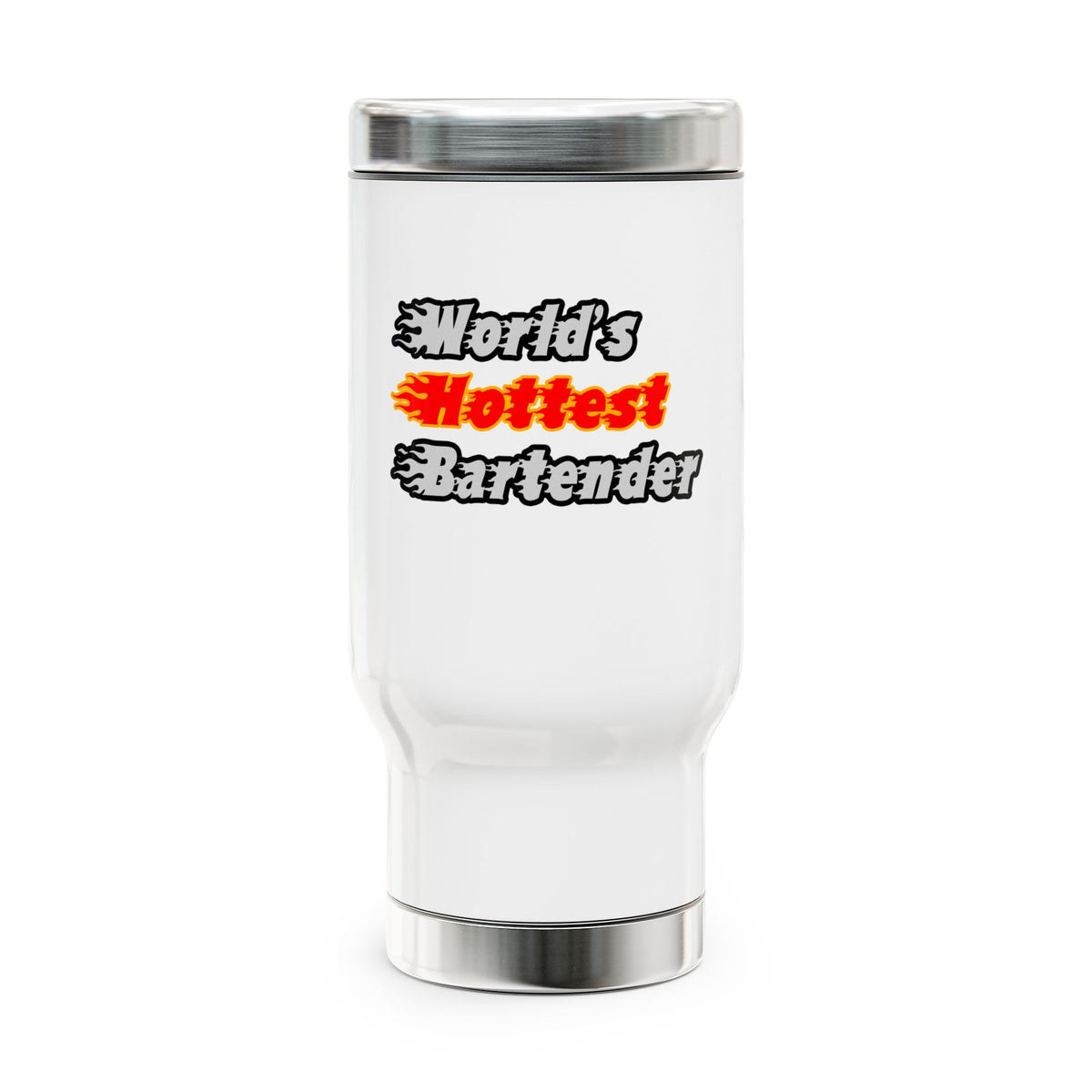 World's Hottest Bartender - Stainless Steel Travel Mug with Handle, 14oz
