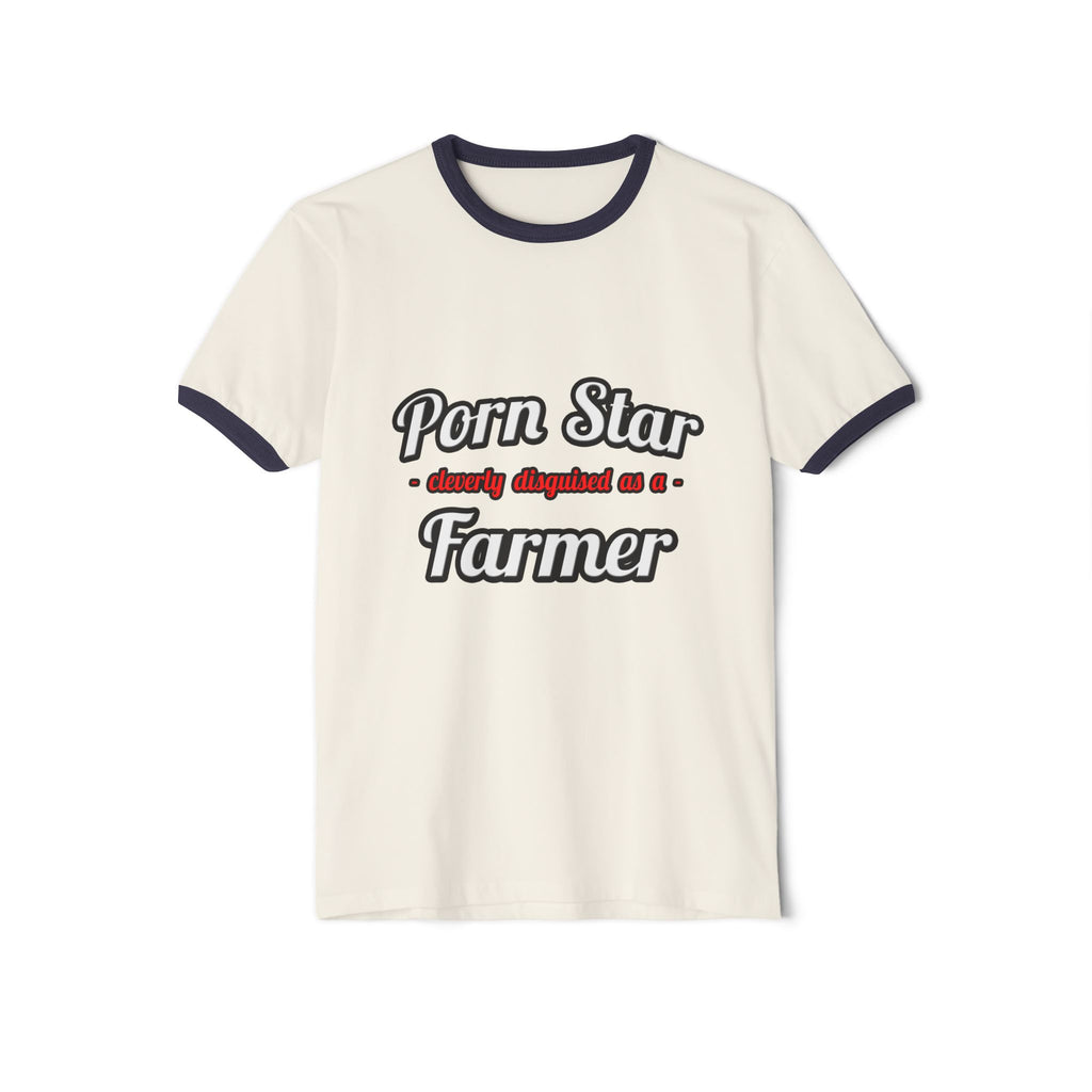 Porn Star...Farmer - Unisex Cotton Ringer T-Shirt