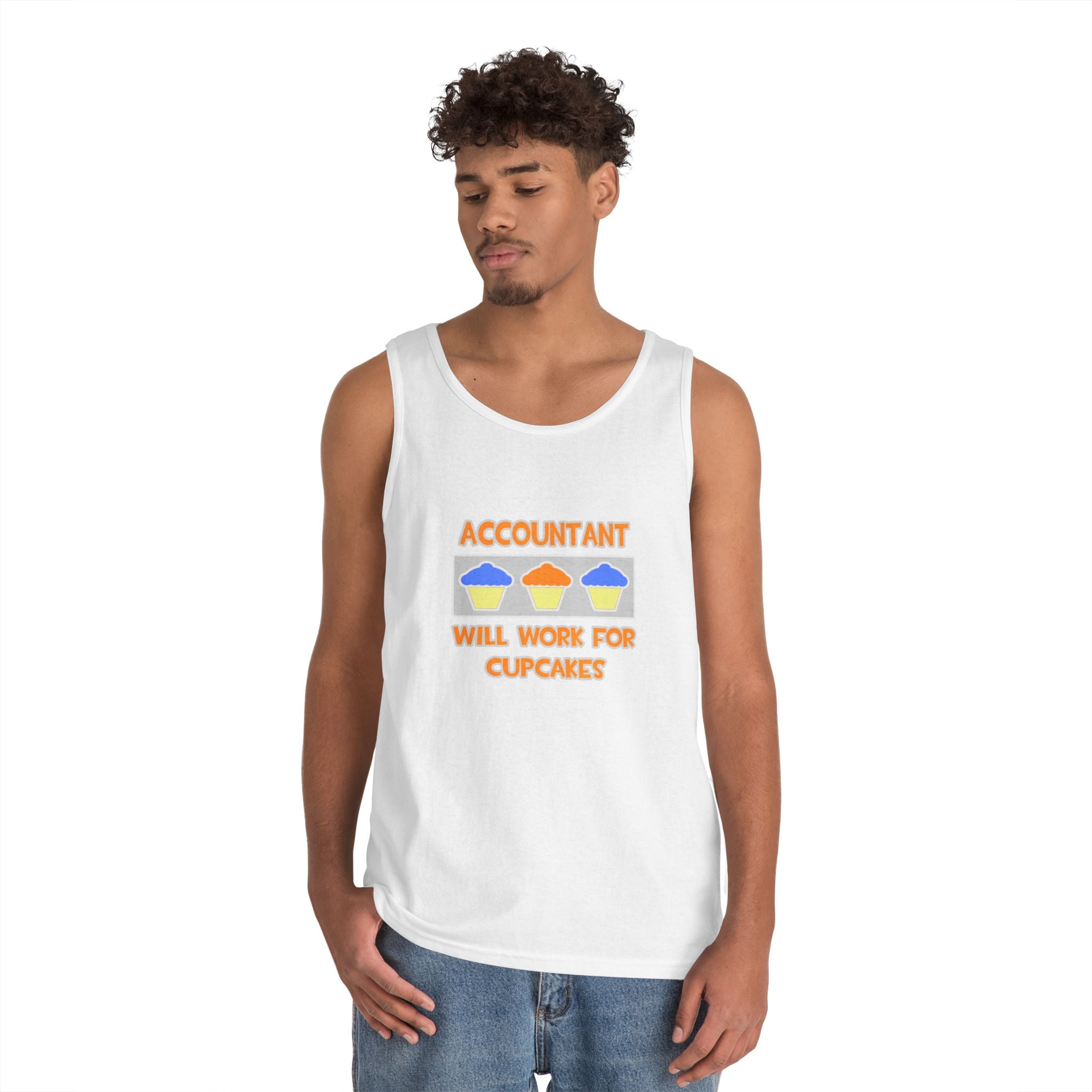 Accountant ... Will Work For Cupcakes - Unisex Heavy Cotton Tank Top
