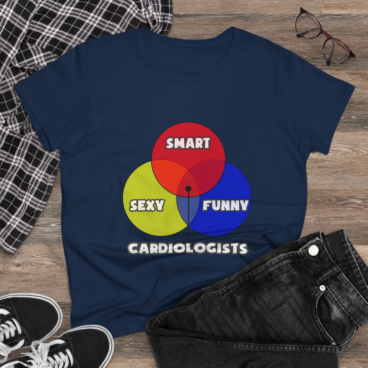 Venn Diagram .. Cardiologists - Women's Midweight Cotton Tee