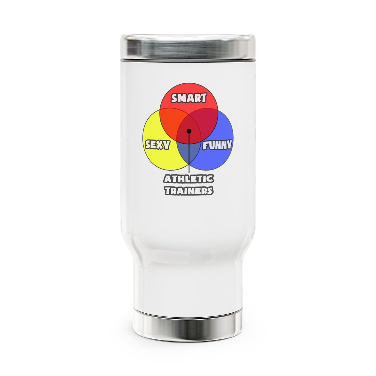 Venn Diagram .. Athletic Trainers - Stainless Steel Travel Mug with Handle, 14oz