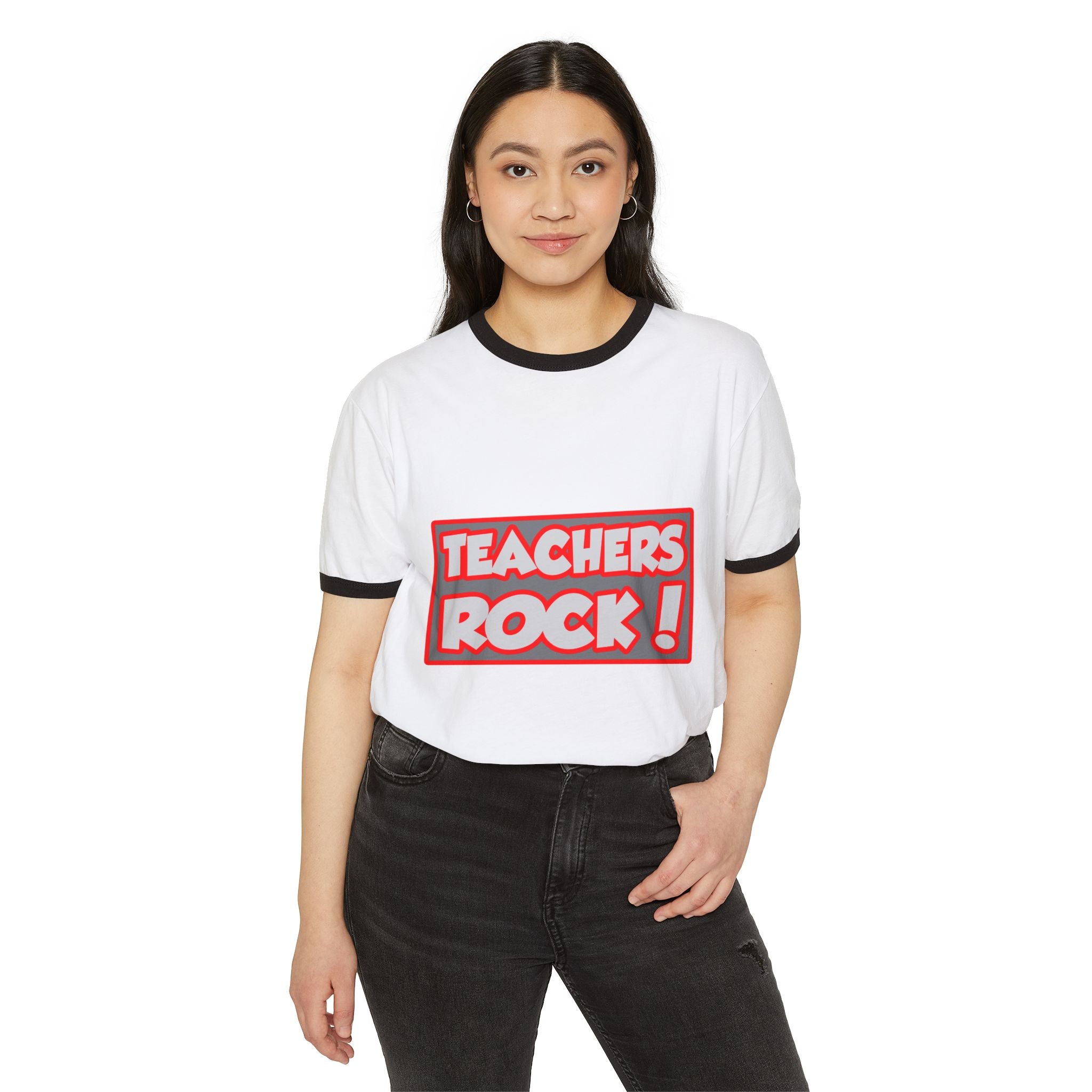 Teachers Rock! - Unisex Cotton Ringer T-Shirt