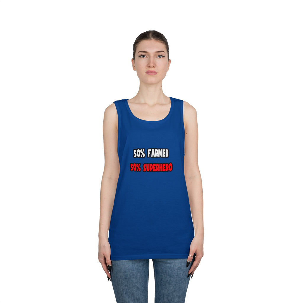 Half Farmer ... Half Superhero - Unisex Heavy Cotton Tank Top