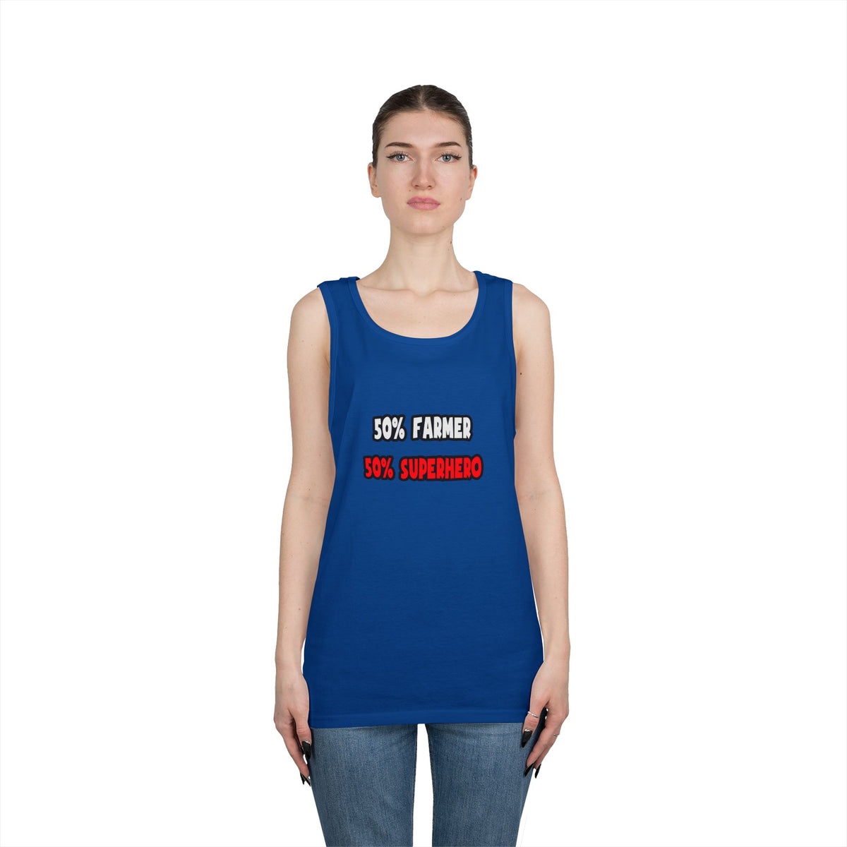 Half Farmer ... Half Superhero - Unisex Heavy Cotton Tank Top