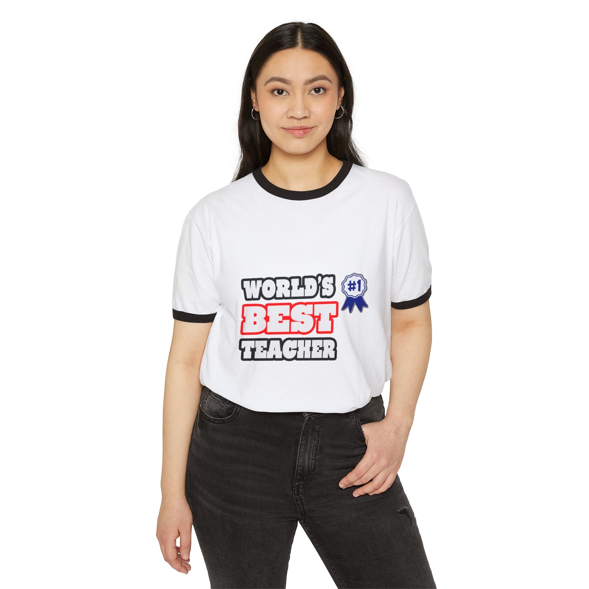 World's Best Teacher - Unisex Cotton Ringer T-Shirt