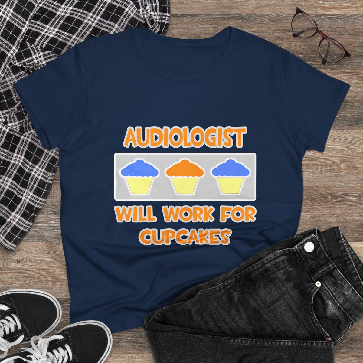 Audiologist ... Will Work For Cupcakes - Women's Midweight Cotton Tee