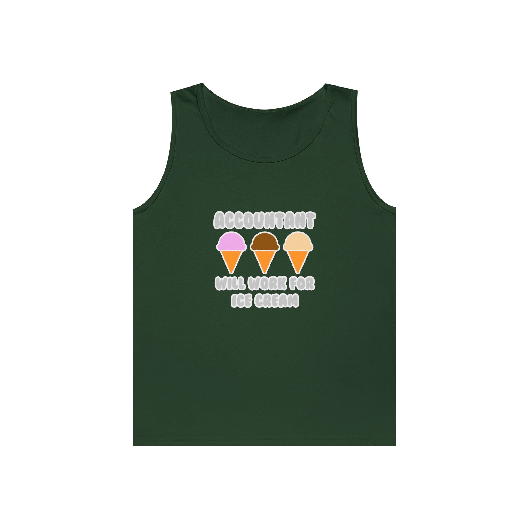 Accountant ... Will Work For Ice Cream - Unisex Heavy Cotton Tank Top