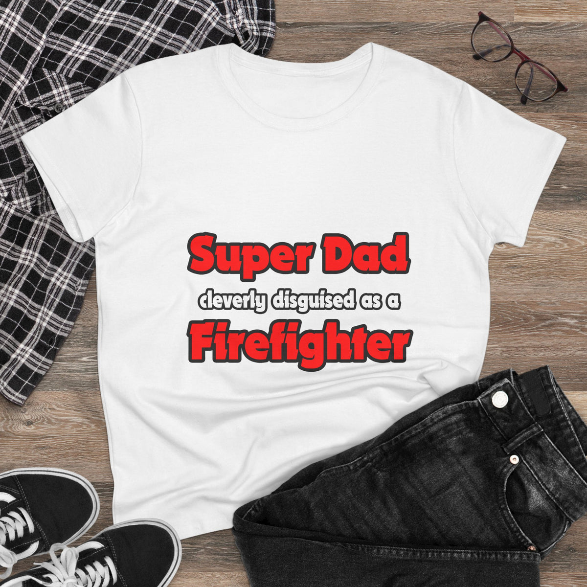 Super Dad ... Firefighter - Women's Midweight Cotton Tee