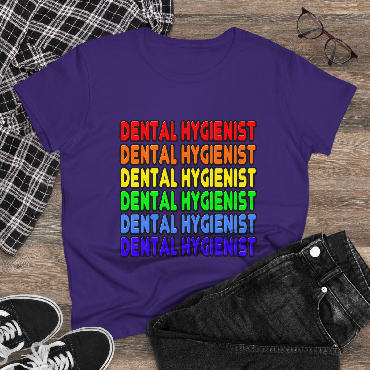 Rainbow Dental Hygienist - Women's Midweight Cotton Tee