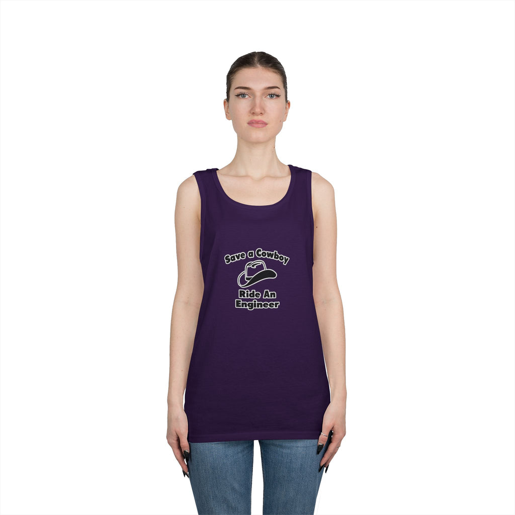 Save a Cowboy .. Ride an Engineer - Unisex Heavy Cotton Tank Top