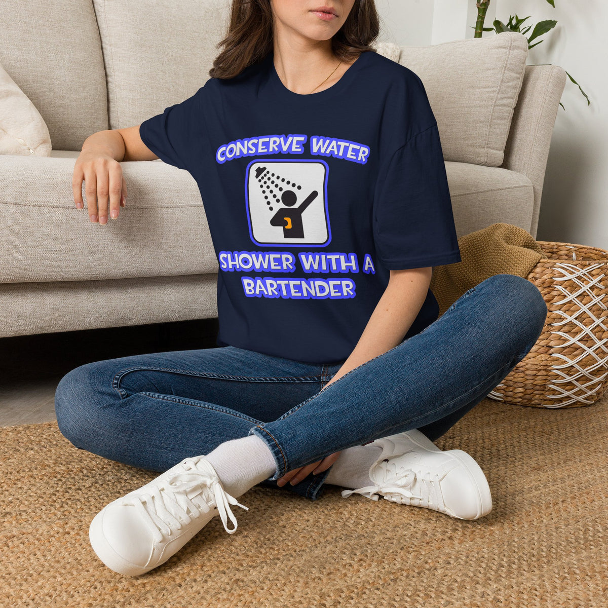 Conserve Water .. Shower With a Bartender - Unisex Softstyle T-Shirt