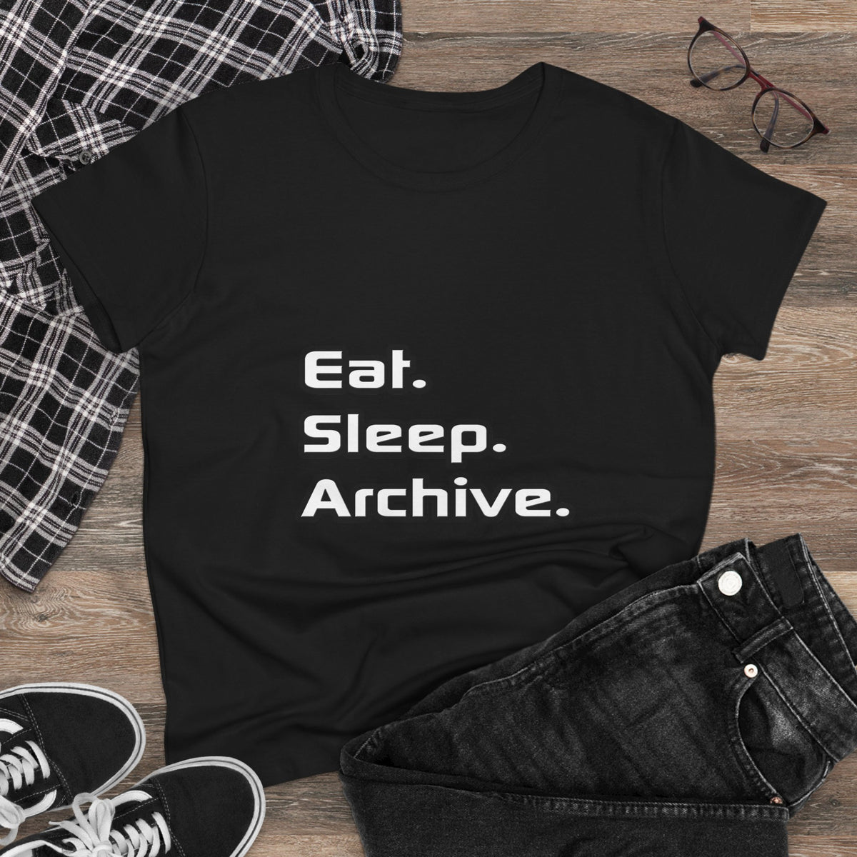 Eat. Sleep. Archive - Women's Midweight Cotton Tee