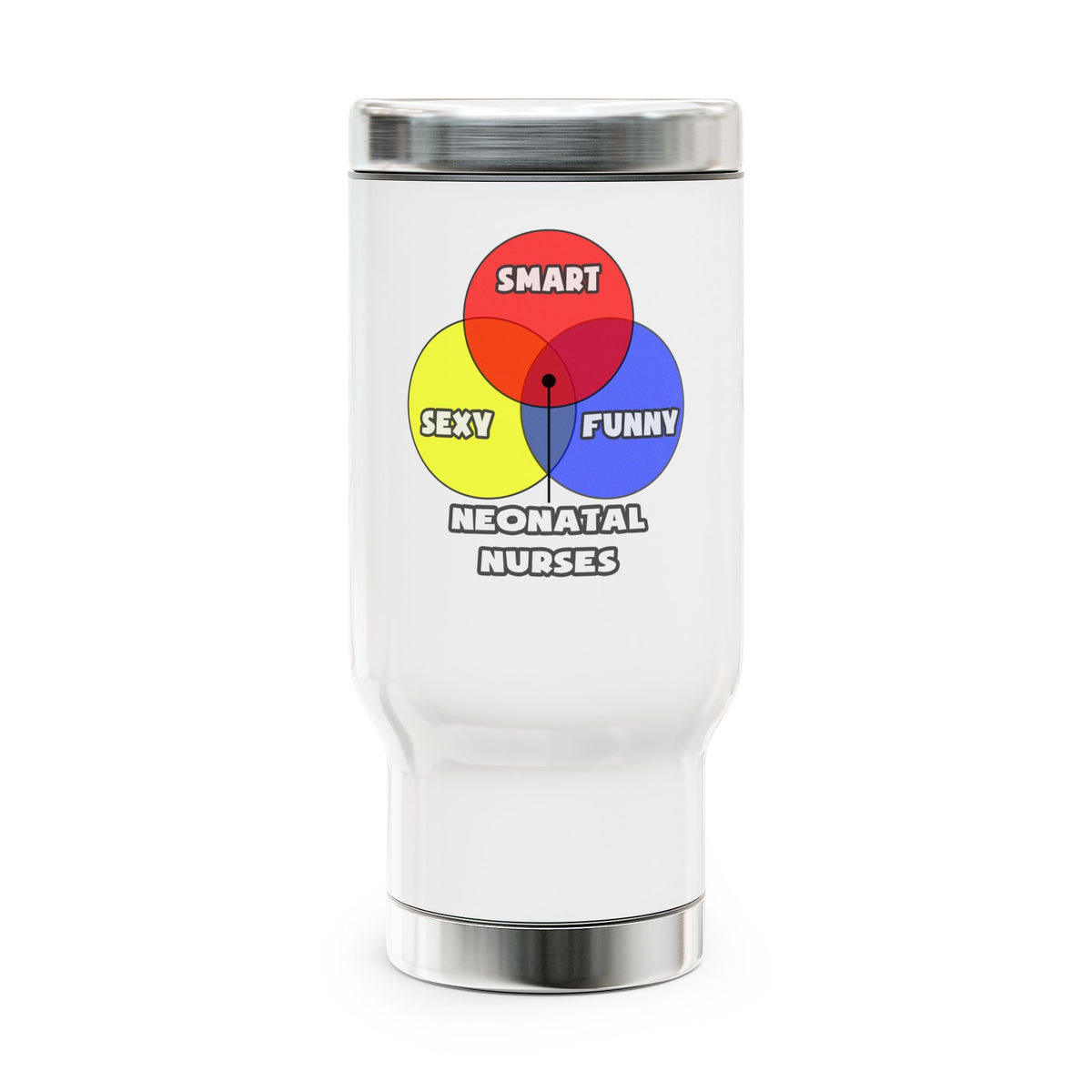 Venn Diagram .. Neonatal Nurses - Stainless Steel Travel Mug with Handle, 14oz