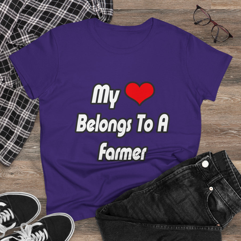 My Heart Belongs To A Farmer - Women's Midweight Cotton Tee