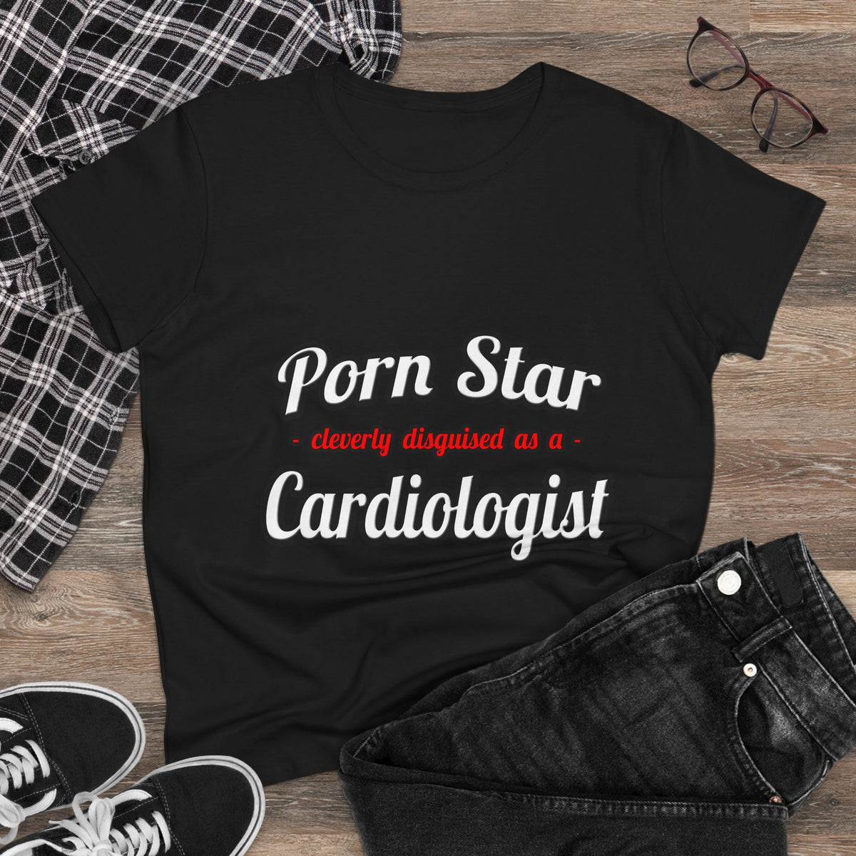 Porn Star...Cardiologist (2) - Women's Midweight Cotton Tee