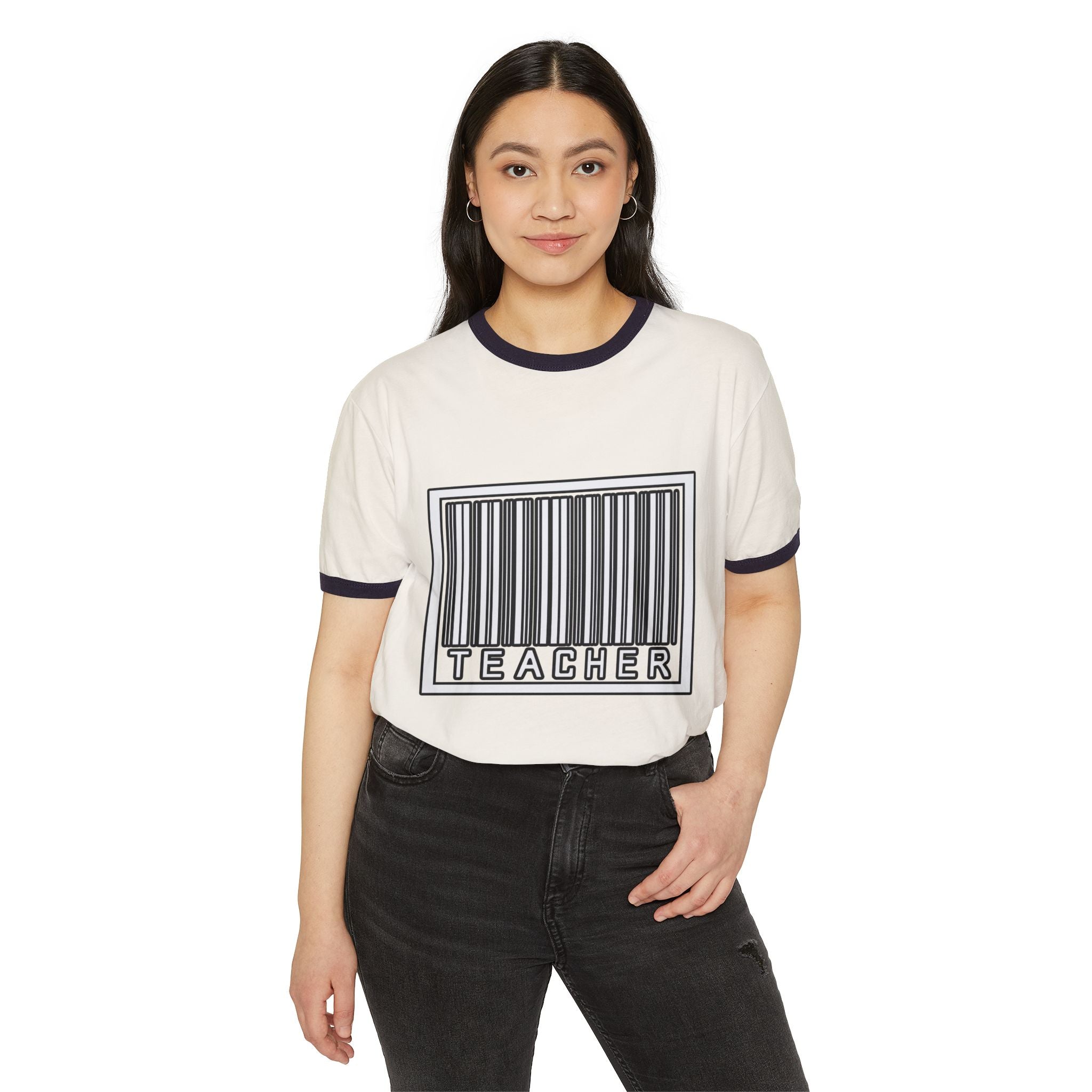 Barcode Teacher - Unisex Cotton Ringer T-Shirt