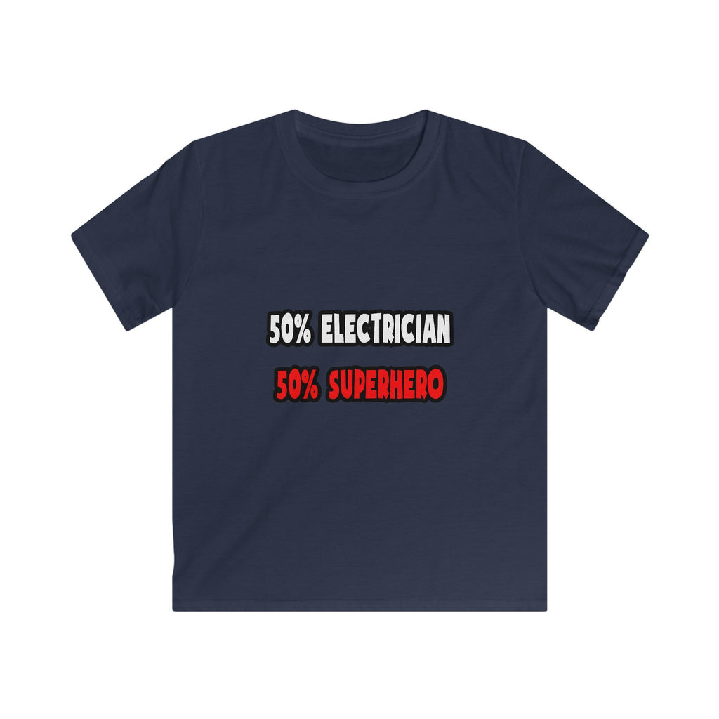Half Electrician ... Half Superhero - Kids Softstyle Tee