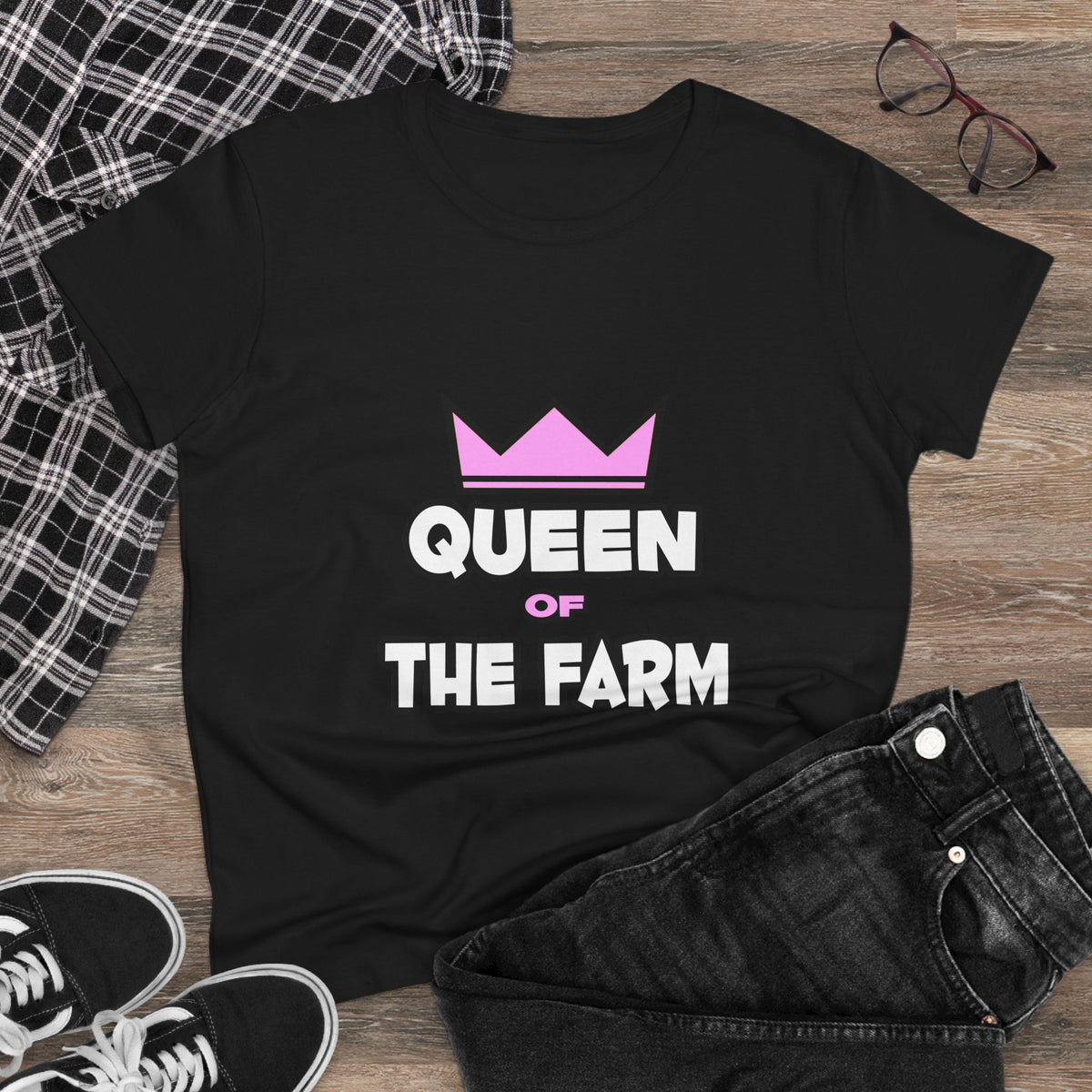 Queen of The Farm - Women's Midweight Cotton Tee