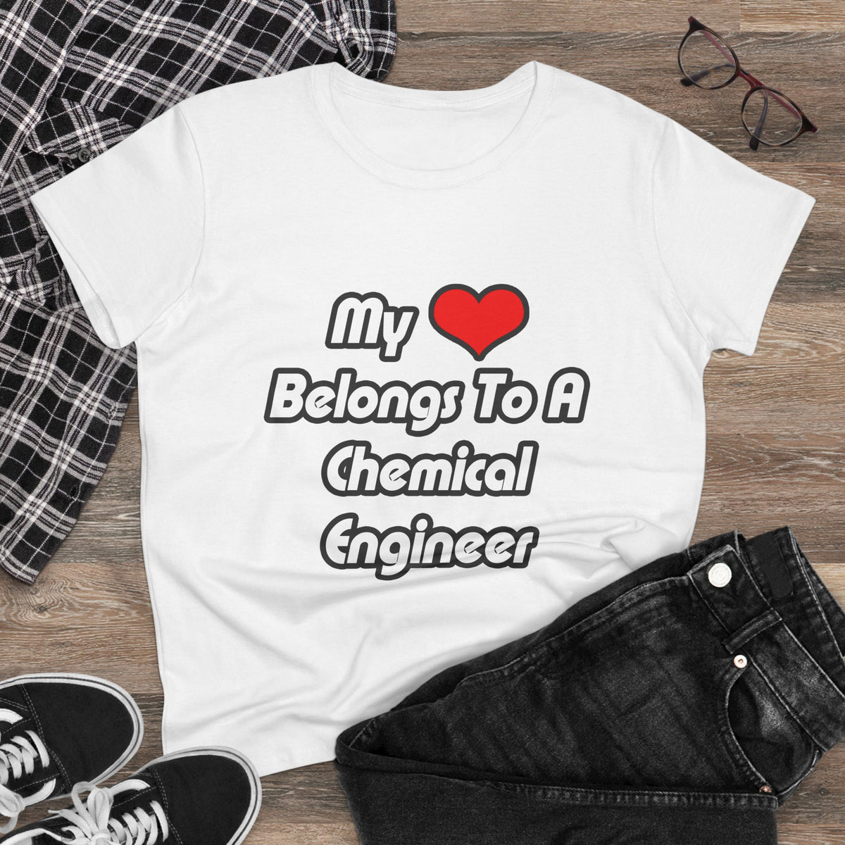 My Heart Belongs To A Chemical Engineer - Women's Midweight Cotton Tee