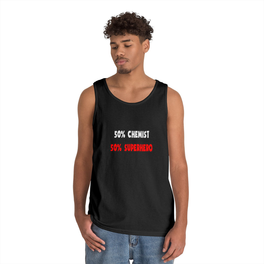 Half Chemist ... Half Superhero - Unisex Heavy Cotton Tank Top
